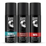 Beardo Whiskey Smoke, Mafia & Mariner Captain Jack Perfume Body Spray Deo For Men (Set Of 3) Long Lasting Smell | Woody Fresh Scent | Deodorant | Fragrance| Gift For Brother | Gift For Friends