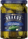 Krakus Pickled Dill Cucumbers - Sweet & Sour Taste - Crispy Gherkins - Delicious Condiment - Ready to Serve - 490g Glass Jar