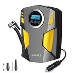 SAKAKI Air Compressors Portable Tire Inflators for Car Tires, Auto Air Pump with LED Light and Digital Display for Wheel of Bicycles and Other Inflatables (Yellow DC 12V)