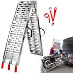 LIEKUMM Extra Wide Motorbike Ramp for Vans, 225.5cm long, Aluminium lightweight Folding Motorcycle Loading Ramp 340 kg Capacity for Dirt Bikes, E-bikes, Bicycles, strais, steps