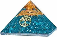 Aquamarine Orgonite Pyramid Crystal Healing Stone Tree of Life Energy Generator for Chakra Balancing Meditation Home Decor Gift Box 65-75mm