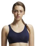 Jockey 1376 Women's Wirefree Non Padded Super Combed Cotton Elastane Stretch Full Coverage Slip-On Active Bra with Wider Straps and Moisture Move Treatment_Navy Blazer_L