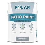 Polar Patio Floor Paint - Mid Grey RAL 7045 - 5 Litres - Outdoor Floor Paint for Concrete, Garden Patio, Stone, Pathway Flags & Paving Slabs - Easy to Use UV & Weather Resistant