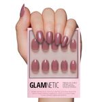 Glamnetic Press On Nails - Fall Mauve |Opaque Muted Blush Mauve Short Oval False Nails, Reusable Stick On Fake Nails with Glue | Salon Quality | 15 Sizes - 30 Nail Kit