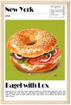 Bagel with Lox Poster, Food Wall Ar