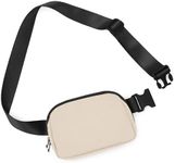 ODODOS Everywhere Belt Bag with Adjustable Strap, Small Waist Pouch Fanny Pack for Workout Running Travelling Hiking, Ivory Black