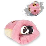 YUEPET Guinea Pig Bed Cuddle Cave Warm Fleece Cozy House Bedding Sleeping Cushion Cage Nest for Small Animal Squirrel Chinchilla Rabbit Hedgehog Cage Accessories (Pink)