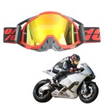 Proberos® Motorcycle Goggle, 100 Dirt Bike ATV Glasses, UV Protection Windproof Tainted Anti-Glare Anti-Fog, Riding Motocross Glasses, Comfortable Foam Padding with Adjustable Headband, Red