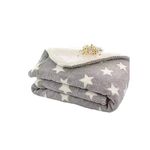 Bumtum Super Soft New Born Baby Blanket | Wrapper Sheet for Baby Boys & Baby Girls | Star Pattern, Lightweight | Super Comfortable (100cm x 75cm, Grey)