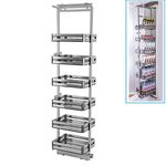 XEMQENER Heavy Duty Kitchen Pull Out Wire Baskets Base Storage Unit, Slide Out Kitchen Utensil Holder Rack Larder Drawers Origanize with Buffer (for 400mm Width, 6 Pcs-2)