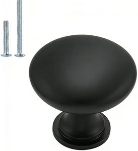 homdiy 50 Pack Black Round Solid Zinc Alloy Cabinet Knobs