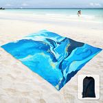 Sunlit Sand Proof Beach Blanket Sand Proof Mat with Corner Pockets and Mesh Bag for Beach Party, Travel, Camping and Outdoor Music Festival (Water Blue, 106"x81")