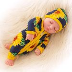 Ecore Fun 10 Inch Newborn Reborn Baby Doll and Clothes Set Washable Realistic Silicone Baby Dolls with Cute Sunflower Jumpsuit Clothes-Best Gift for Kids Girls