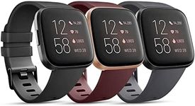 Pack 3 Straps Compatible with Fitbit Versa 2 Staps/Fitbit Versa Lite Strap/Fitbit Versa Strap for Women Men, Silicone Sport Classic Replacement Compatible with Fitbit Versa 2 (S, Black/Gray/Red)