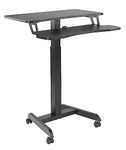 ErgoYou - Single Leg Gas Lift Sit Stand Desk - Two Tier Height Adjustable Table - Gas Spring Operated - Pneumatic Sit Stand Desk - Black