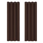 Deconovo Super Soft Solid Thermal Insulated Blackout Curtains Room Darkening Window Treatments Ring Top Curtains for Bedroom 52"x 54" Chocolate 1 PAIR