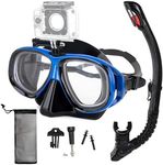 Nearsighted Snorkeling Gear for Adults Youth, Professional Full Dry Top Silicone Snorkel Set, Anti-Fog Scuba Diving Mask with Adjustable Strap