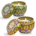 Bryan & Candy Scented Candles Diwali Gift Set for Women & Men| 60gm Each Soy Wax Eco-Friendly Printed Tin, Pack of 2 (Turquoise Blue | Spiced Apple)