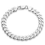 Miabella 925 Sterling Silver Italian Solid 9mm Diamond-Cut Cuban Link Curb Chain Bracelet for Men 7.5, 8, 8.5, 9 Inch, Made in Italy (7.5)