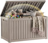 EFU Outdoor Storage Box 260 Gallon Deck Box (Indoor & Outdoor) Lockable UV Resistance Waterproof Resin Storage Bin Storage Box for Outdoor,Patio Storage With Support Rod(Taupe)