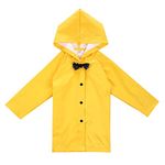 Evelin LEE Age 2-10 Year Kids Hooded Button Down Jacket Bow Lightweight Raincoat Yellow