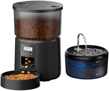 Distributeur Croquettes Chat Automatique et Fontaine: Distributeur Croquettes Chien et 2,4L Fontaine a Eau Chat - 3L Mangeoire de Nourriture Animaux avec Minuterie Programmable 6 Repas - 10S Voix Noir