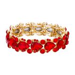 Ever Faith Women's Austrian Crystal Wedding Bridal Floral Tear Drop Elastic Stretch Bracelet Red Gold-Tone