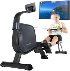 Skandika Rudergerät Njord | Ruderergometer mit 16 Stufen, klappbar, Studioqualität, 8 kg Schwungmassensystem, max. 180 kg, Lange Laufschiene, Kinomap, Bluetooth, | Fitnessgerät für Zuhause