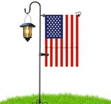 Akeydeco Garden Flag Stand-Holder-Pole with Shepherd Hook,48 Inch Heavy Duty Bird Feeder Pole For 12 * 18 Inch Garden Flags,Hanging Plant, Wind Chime, Solar Light Lanterns 1 Pack