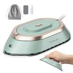 Newbealer Travel Iron with Dual Voltage - 120V/220V Mini Dry Iron for Clothes (No Steam), Non-Stick Ceramic Soleplate, 302℉ Heat Press Machine for Quilting & Sewing, 0.95lbs Lightly (Green)