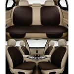 AURAFRESH PU Leather Car Seat Cover Universal Fit Premium Car Seat Cushion Protector Breathable Waterproof Interior Seat Protector for Comfortable Seat Cover (Brown, 7PC Front & Rear SEAT Full Set)