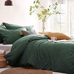 Lanqinglv Duvet Cover Set Dark Green Plain Microfiber Bedding Set King Size Quilt Cover 220x240cm with Zipper Closure and 2 Pillowcases 50x75cm