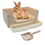 BWOGUE Large Rabbit Litter Box Toilet,Potty Trainer Corner Bedding with Drawer Larger Pet Pan for Adult Guinea Pigs, Rabbits, Hamster, Chinchilla, Ferret, Galesaur, Small Animals(White)