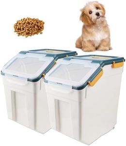 AnRui 2 Pack Airtight Flour Storage Container Plastic Rice Storage Dispenser Kitchen Pantry Organizer Box Locking Pet Food Storage Container Large 30LB Dog Cat Food Storage Bin (Blue)