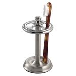 iDesign York Metal Toothbrush Holder Organizer Stand for Bathroom Vanity, Countertops, Razors, 3.25" x 5.75", Brushed Stainless Steel and Chrome Finish