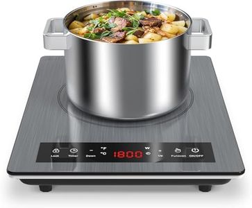 VBGK Portable Induction Cooktop, 1800W Single Induction Hob with LED Touch Display, 10 Power & Temperature Settings, 3-Hour Timer, Safety Child Lock, Single Induction Cooktop