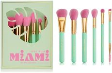 Spectrum Collections Travel Book 6 Piece Essential Makeup Brush Set for Face and Eyes Made from Synthetic Taklon Hair, Miami