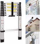 Multi-Purpose Heavy Duty 2.6m/8.5ft Telescopic Stainless Steel Ladder EN131 Safe Standard 330 LB Load Capacity