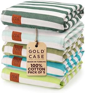 Gold CASE Turkish Beach Towel Set of 5 – 100% Cotton Large Turkish Bath Towels 71 x 40'' – MYRA Oversized, Quick Dry & Sand Free Towels – Lightweight Peshtemal – Green