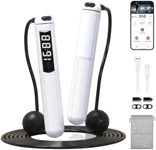 SaintCos Cordless Gravity Jump Rope, Smart Jump Rope with Counter for Gym, Fat Burning & Calorie Burn, APP Data Analysis, Home Workout Equipment for Women ＆ Men (White)