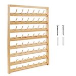 NW 48-Spools Wooden Thread Holder Sewing and Embroidery Thread Rack and Organizer Thread Rack for Sewing with Hanging Hooks for Wall