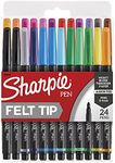 SHARPIE Pens, Felt Tip Pens, Fine Point (0.4mm), Assorted Colors, 24 Count