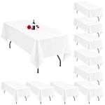 10 Pack White Tablecloth 60x126 Inch White Table Clothes for 8 Foot Rectangle Tables Stain and Wrinkle Resistant Washable Polyester Fabric White Table Cloth for Parties Wedding Banquet Dining Table