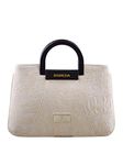 ESBEDA Off-White Gold tone Snake Work PU Synthetic Handbag For Women