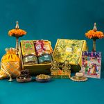 Yellow Diwali Premium Healthy Gift Hamper - 8 Product Festive Gifting with Roasted Moon and Soyabean Snack, Playing Cards, Chcolate with GIft Card Family Healthy