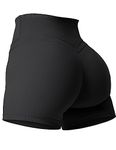 YEOREO Workout Biker Shorts for Women Athletic Scrunch Butt High Waisted Running Gym Shorts Yoga Tummy Control Spandex Black S