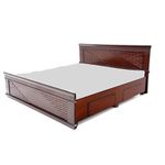 Nangli SNG Assam Teak and Plywood Bed with Storage (Brown, 78x60 Queen Size) (Brick Design Queen)