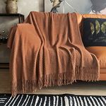 LOMAO Knitted Throw Blanket with Tassels Bubble Textured Lightweight Throws for Couch Cover Home Decor (Caramel, 50x60)