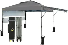 CROWN SHADES 10x10 Pop up Canopy Tent Patended Centerlock Instant Commercial Canopy with 150D Silver Coated Fabric Including 2 Extend Awnings, 4 Ropes, 8 Stakes, 4 Weight Bags, STO 'N Go Bag, Grey