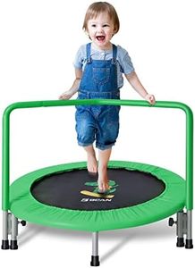 BCAN 36'' Mini Folding Ages 2 to 5 Toddler Trampoline with Handle for Kids, Two Ways to Assemble The Handle, Indoor/Garden Toddlers Trampoline with Super Safe Padded Cover for Toddlers Green